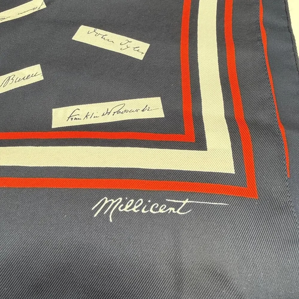 Presidents Signatures Bicentennial Patriot Scarf Red White Blue Italy 10